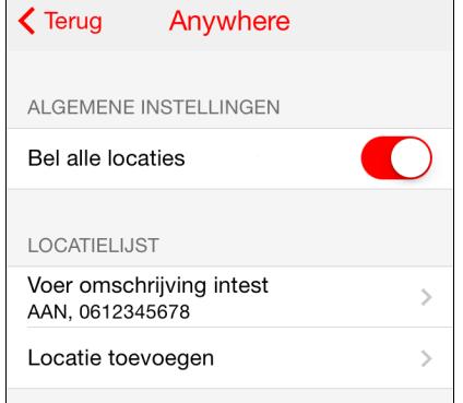 Via locatie toevoegen kun je een telefoonnummer toevoegen. Dit nummer wordt toegevoegd aan de bedrijfscentrale en kan mee rinkelen als er wordt gebeld. 3.