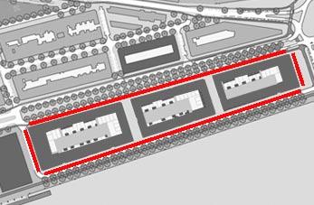 lagen bouwblok is op maaiveld aanééngesloten de wand als architectonische eenheid variëert naar