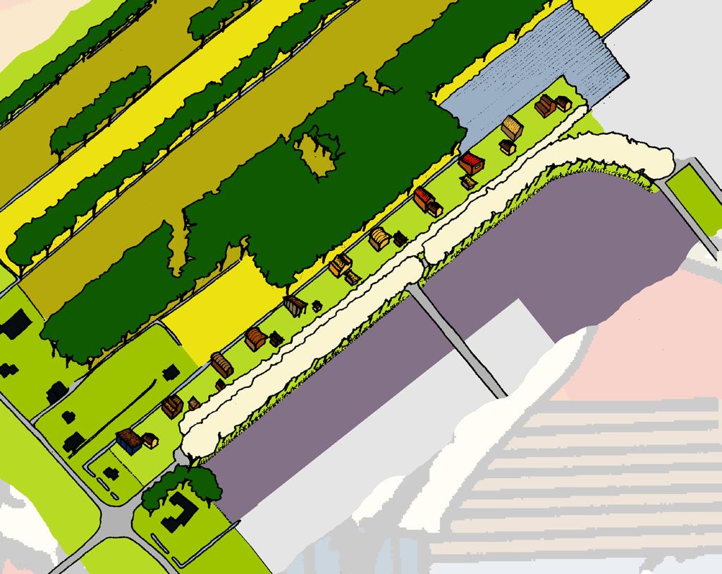 De ruimte lijke bedoeling is het creëren van vrijstaande gebouwen met daartussen doorzichten richting het achterliggende groen.