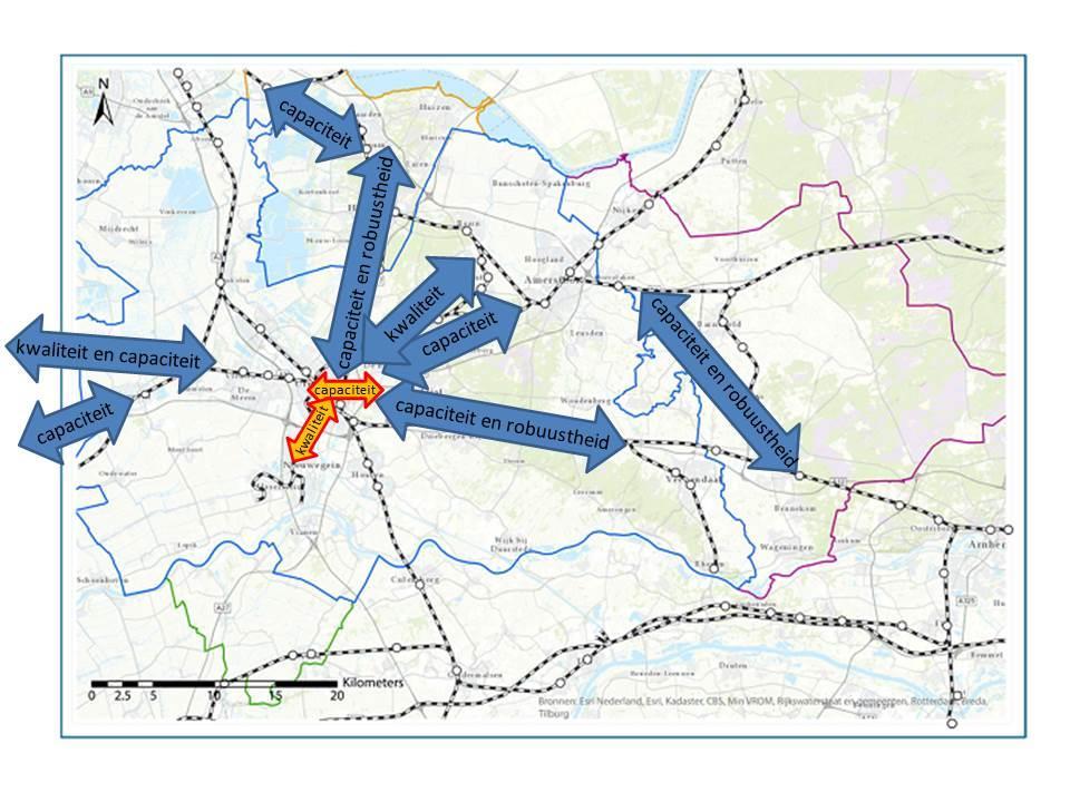 6. Netwerkperspectief voor Midden-Nederland: knelpunten op de assen Regionale knelpunten op de assen In het algemeen kan worden aangenomen dat voor de inpassing van het regionale openbaar vervoer in