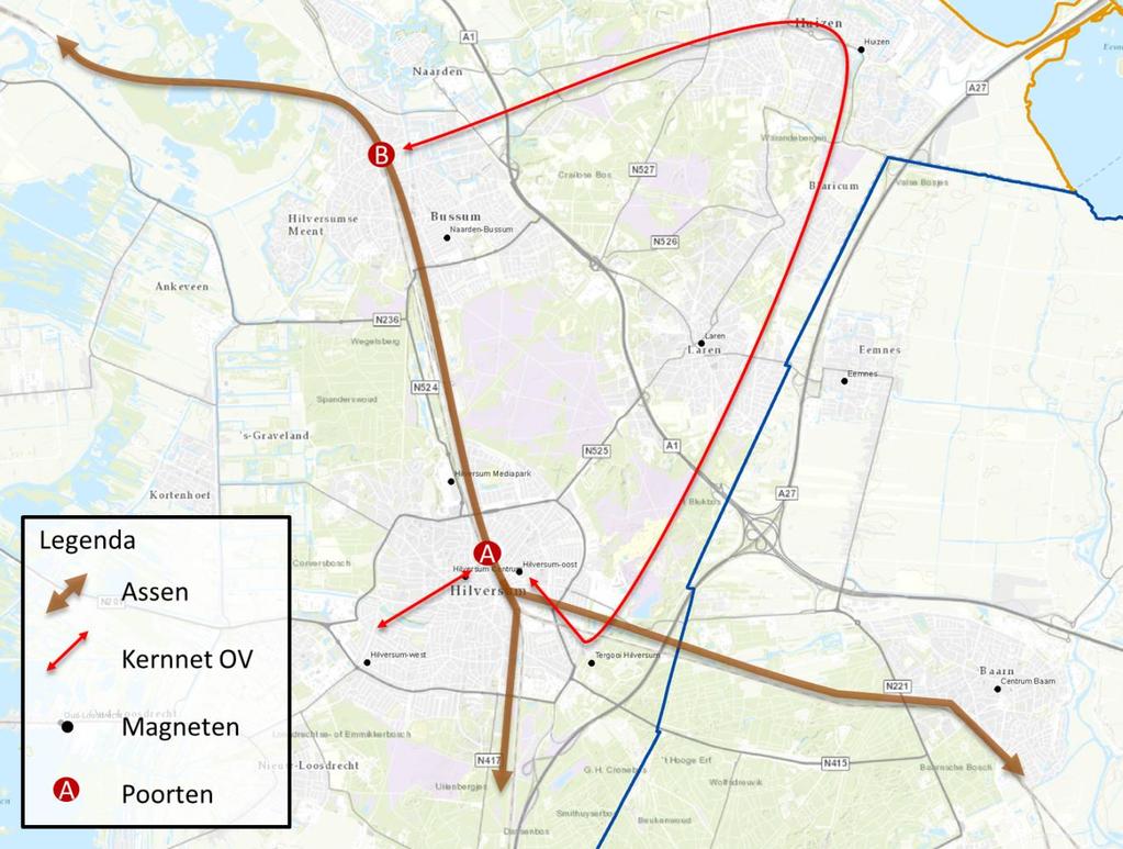 6. Netwerkperspectief voor Midden-Nederland: Gooi en Vechtstreek Poorten De primaire poort in de Gooi en Vechtstreek is station Hilversum.