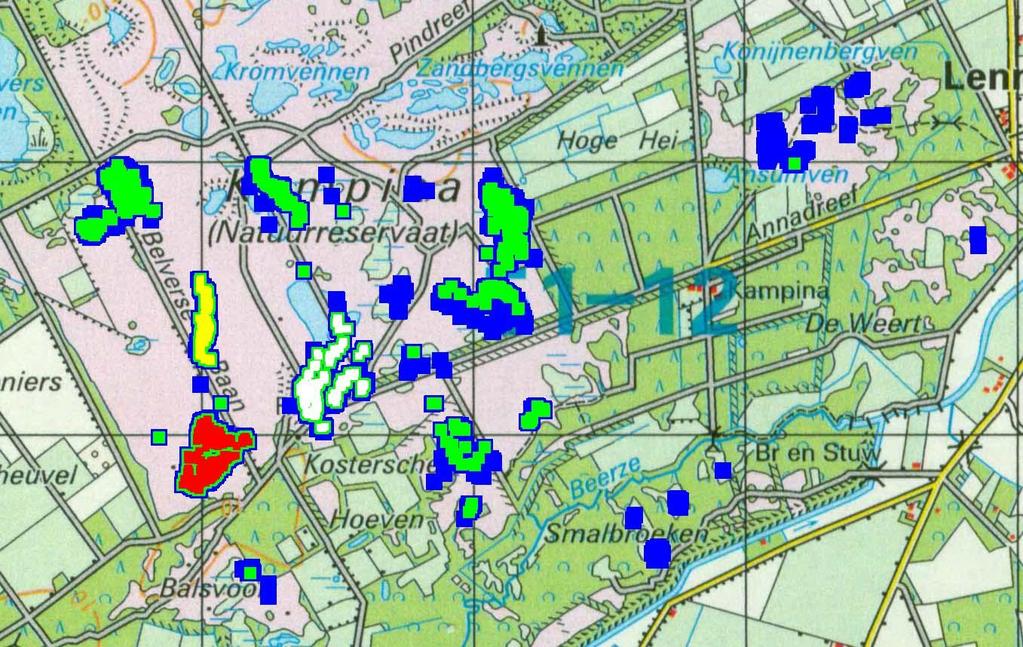 Vanaf 2004. Vanaf begin 2004 zijn alle waarnemingen vastgelegd met GPS en is een nauwkeurig beeld ontstaan van de verspreiding van het gentiaanblauwtje in Kampina.