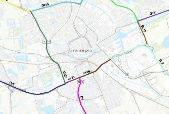 OTB A7/N7 Zuidelijke Ringweg Groningen fase 2, Wijziging 2017 Tabel 3 Basisnetgegevens * GF3 = de stofcategorie zeer brandbaar gas ** PAG = plasbrandaandachtsgebied *** PR = plaatsgebonden risico