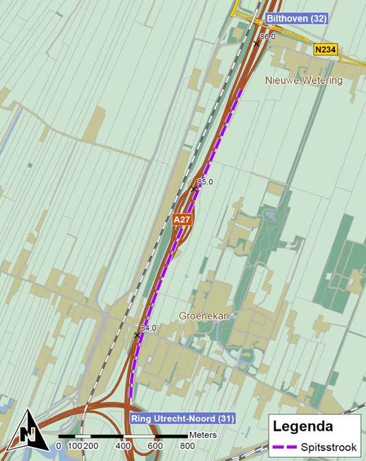 Bij een open gestelde spitsstrook zijn er dan vier rijstroken voor het verkeer richting Eemnes beschikbaar.