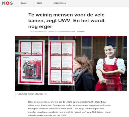 De Nederlandse arbeidsmarkt wordt in rap tempo krapper 2,5 2 Steeds minder keuze Krap 1,5 1 Gemiddeld Keuze genoeg 0,5 Ruim 0 Zeer Ruim 2003 2004 2005