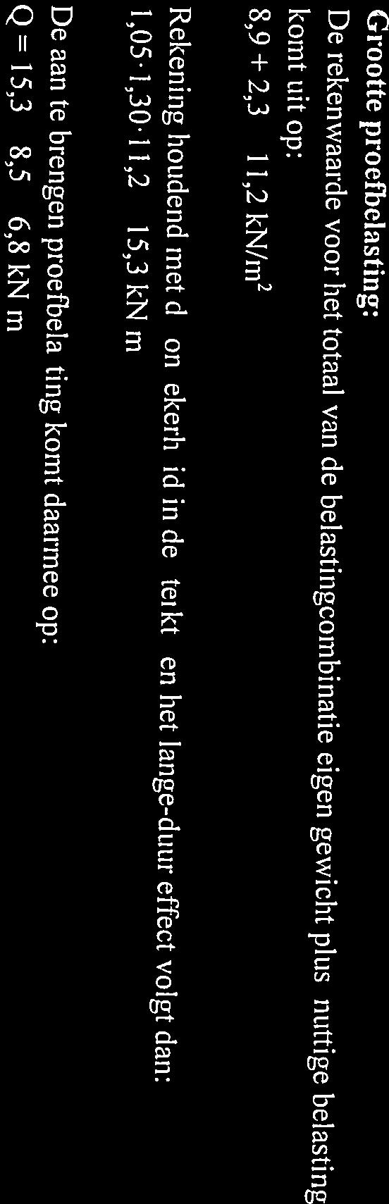 Q = 15,3 8,5 = 6,8 kn/m 1,051,30 11, = 15,3 kn/m De aan te brengen proefbelasting komt daarmee op: Rekening houdend met de onzekerheid in de sterkte en het lange duur effect