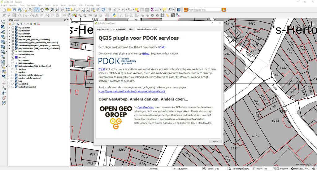 Binnen QGIS gebruik ik de plugin voor PDOK services.