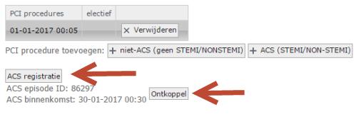 6. Niet-ACS (geen STEMI/non-STEMI) U kunt vanuit de ACS (STEMI/Non-STEMI) registratie automatisch door naar het scherm Niet- ACS (geen STEMI/non-STEMI).
