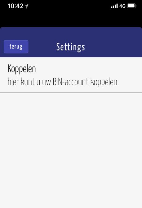 Hoe koppel ik mijn bestaand BIN-account in de App? 1.