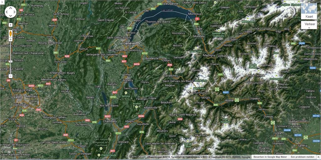 2.2 Terroirs Savoyards 2.2.1 Geografische kaarten Hieronder zijn geografische kaarten (satellietkaarten, landkaarten en reliëfkaarten) afgebeeld van het bestudeerde wijngaardgebied.