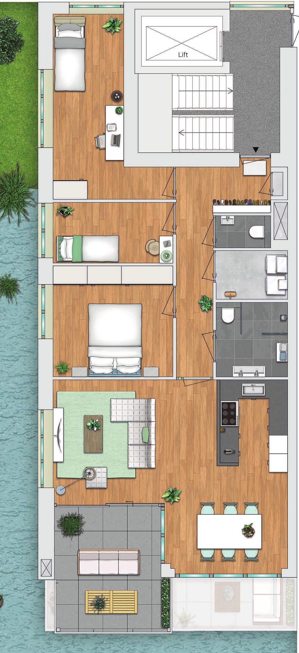 104 m 2 Woonoppervlak: 108 m 2 Slaapkamers: 3 Buitenruimte: 15 m 2