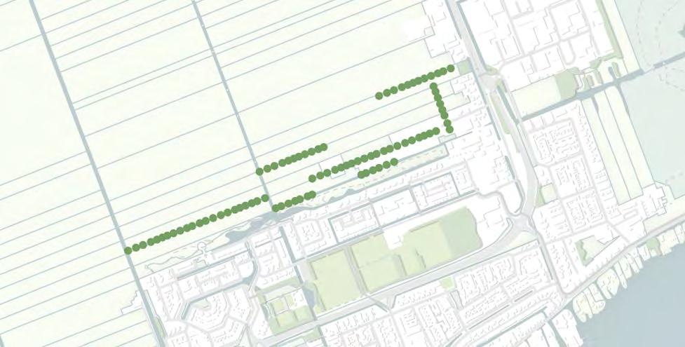 Op deze manier kan een deel van de woningen achter het groen verdwijnen, kunnen wegen door bomen worden begeleid en kunnen er op strategische plekken doorzichten worden gemaakt. C.