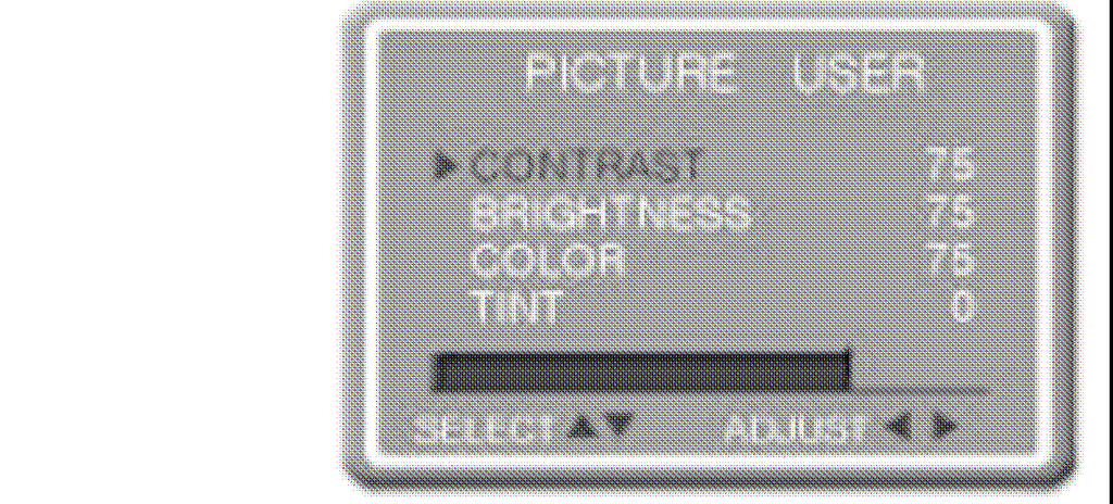 SYSTEM videomodus: PAL (Europa) / NTSC (USA) / Automatisch LANGUAGE taal voor het beeldschermmenu DISPLAY PICTURE beeldschermmode (vol, breed, normaal, bioscoop, zoom) beeldinstellingen USER,