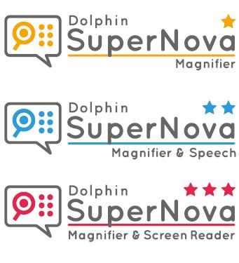 Computeraanpassing Vergroting met of zonder spraak en schermuitleesprogramma's SuperNova Magnifier Dolphin Vergroting zonder spraakondersteuning SuperNova Magnifier & Speech Dolphin