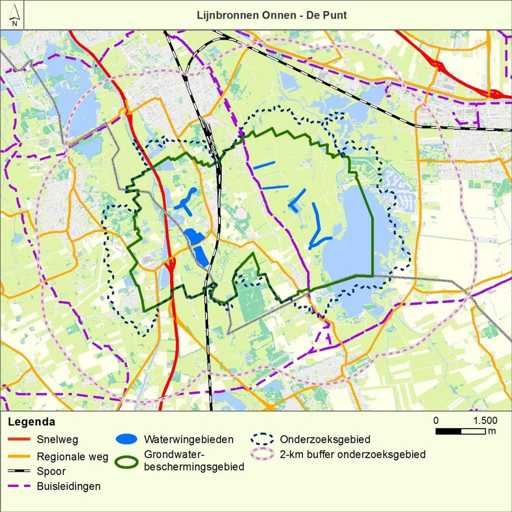 Figuur 6-3 Lijnbronnen Op de Risicokaart van de provincie Groningen staan locaties aangegeven waar er een kans bestaat dat op die plek een incident gebeurt, waarvan de omvang zo groot kan zijn, dat