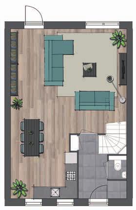 HOUTZAGER begane grond basis afmeting (kavel 31, 32 en 33) HOUTZAGER begane grond opties: 1,20 meter verlenging, dubbele tuindeuren met een luxe keuken (kavel 31, 32 en 33) Deze tuindeuren zorgen