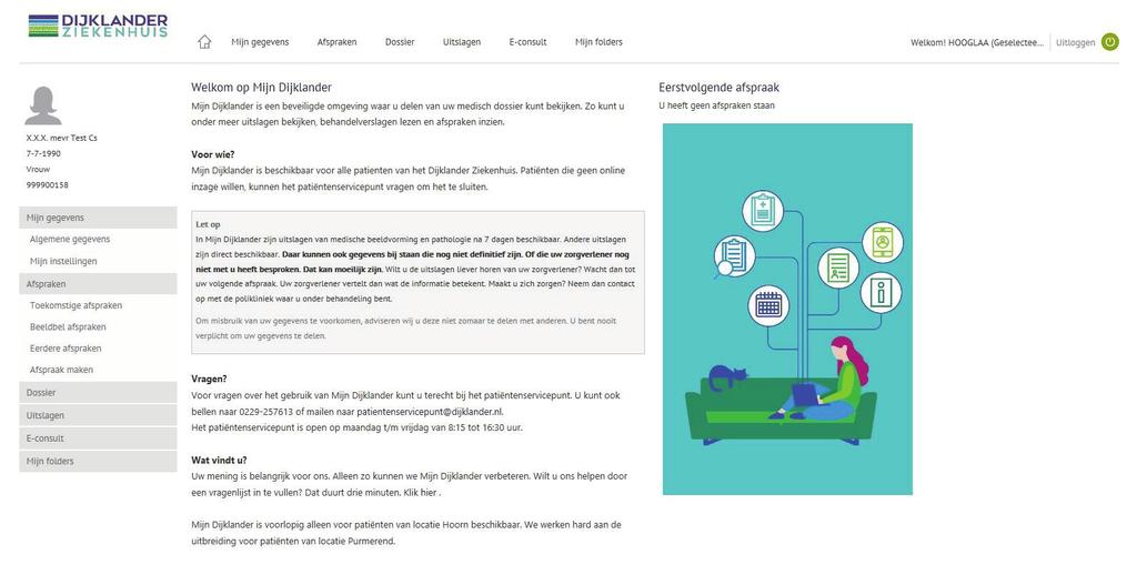 Wat is MijnDijklander? Als patiënt van het Dijklander Ziekenhuis heeft u toegang tot het patiëntenportaal MijnDijklander.