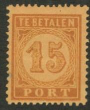 Indië 1874 1875 Port zegel Catalogusnr. 3 met plakker Cat.