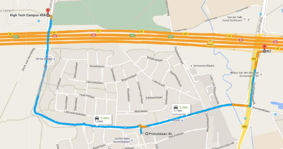 Locatie: In Waalre op slechts 3 minuten (1,2 km) van de High Tech Campus en snelweg A2!