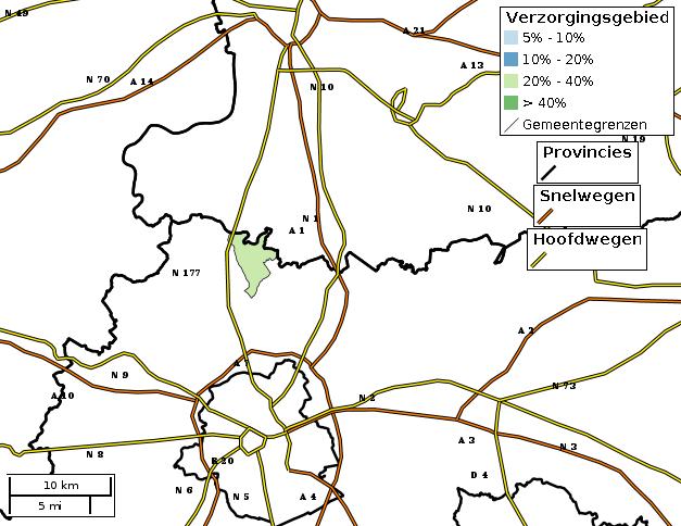 Visualisatie verzorgingsgebied uitzonderlijke goederen van