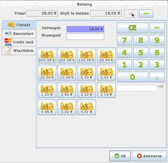 Selecteer vervolgens de toets Bancontact