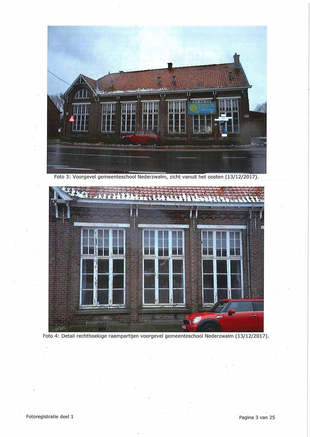 Foto 3: Voorgevel gemeenteschool Nederzwalm, zicht vanuit het oosten (13/12/2017).
