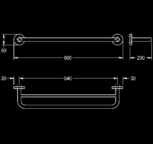 rail voor Ronde afdekkingen met 600x220x115 mm