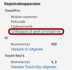 TouchPro (registratietelefoon) koppelen aan medewerker Het koppelen van een TouchPro is feitelijk het koppelen van een simkaart