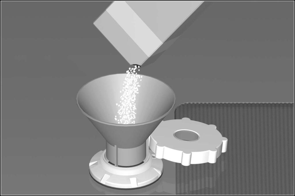 Vul onthardingszout Onmiddellijk vóór het inschakelen van het apparaat zout bijvullen.