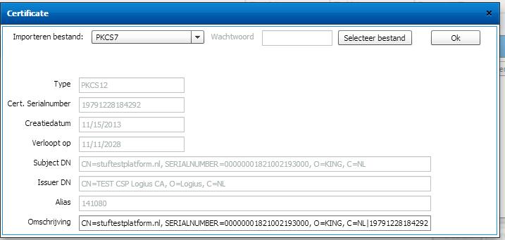 Figuur 8: Kies het type certificaatbestand en selecteer het certificaatbestand Kies het type certificaatbestand (PKCS7 of PEM) en klik op Selecteer bestand om het certificaat toe te voegen.