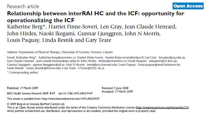 BelRAI - ICF Zelfde uitgangspunten ICF vooral revalidatie