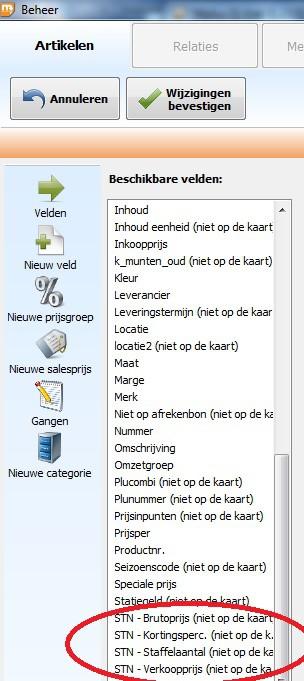 Prijsgroep velden Beheer tabblad Artikelen sub tabblad Artikelkaart knop Wijzigen.