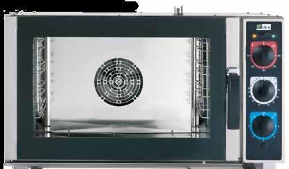 BAKKEN COMBI-OVEN MET WATERINJECTIE GN 1/1 ELEKTROMECHANISCHE BEDIENING Automatische omkering van de ventilatierichting RVS AISI 304 ruimte 8 stoomniveaus Binnenverlichting Dubbel beglaasde deur