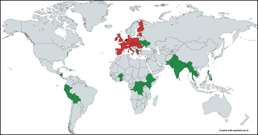 Projecten voor capaciteitsopbouw en technische bijstand in 2015 In EU-lidstaten gevestigde projectpartners In derde landen gevestigde projectpartners 3.