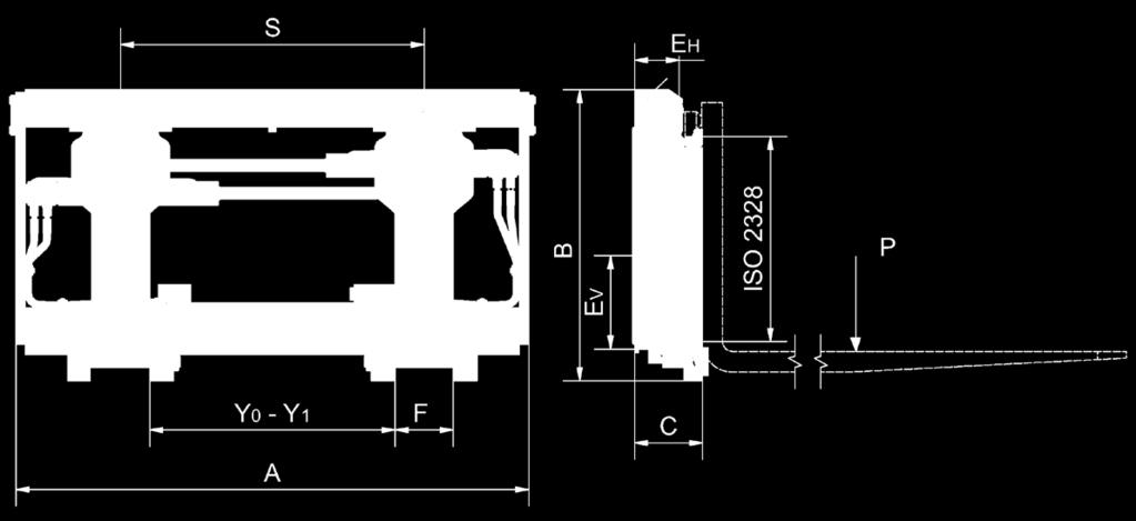 Capaciteit LZP EZP H EZP V Gewicht adapter bereik P a A B C E H E V Q F* Y 0 - Y 1 S ISO Type kg mm mm mm mm mm mm kg mm mm mm Klasse 3IFPC 2510 2.500 500 1.