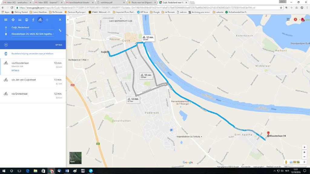 Bijlage: routebeschrijving Route naar Klooster Sint Agatha Kloosterlaan 24 5435 XD Sint Agatha (Cuijk) Met de auto U kunt op de A73 afslag 5 nemen en dan kiezen voor de richting