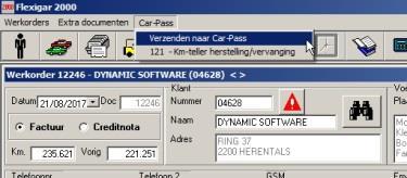 2.1.2 Voor alle andere garages Wanneer u een document opent, is er bovenaan een menupuntje Car-Pass : Wanneer u kiest voor Verzenden naar Car-Pass