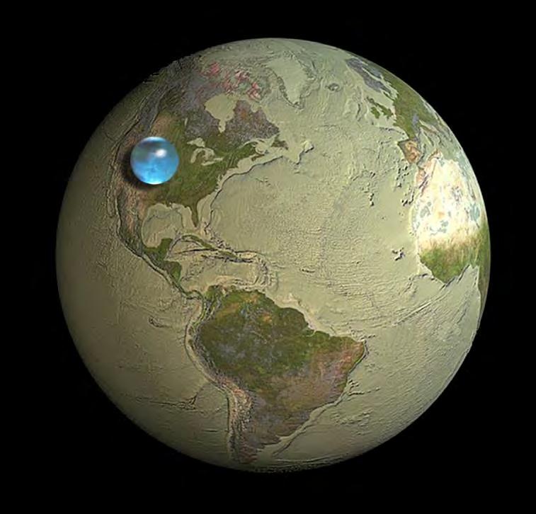 1386 miljoen km 3 water Bedekt oppervlakte 70% Volume water 0,1% 69,6% ijs/sneeuw 30,1% zoet grondwater 0,3% zoet