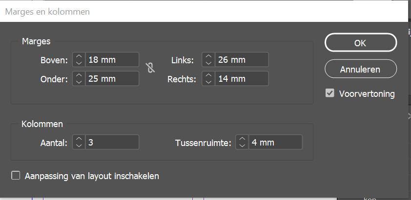 AANPASSEN Je kunt ook de marges en kolommen aanpassen -
