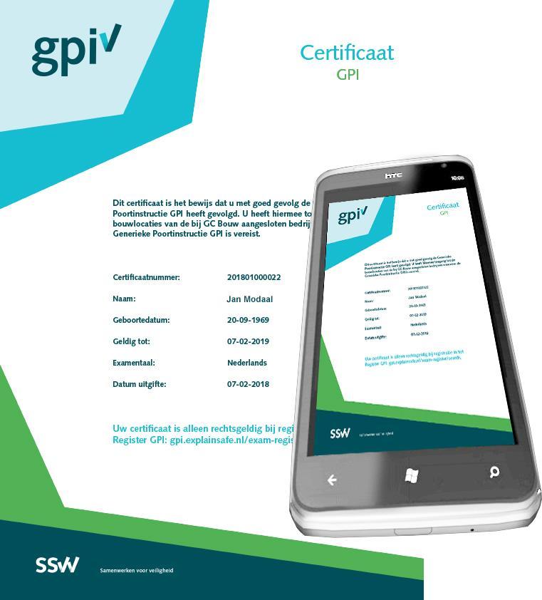 Dit certificaat kunt u, op papier of op uw telefoon, gebruiken om toegang te krijgen tot de