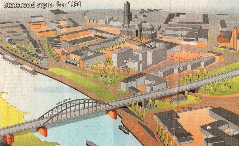 Zo zag het centrum van Arnhem er uit in 1994: 50 jaar na de Slag om Arnhem. 14. Wat is er in het centrum van Arnhem veranderd sinds het voorjaar van 1945?