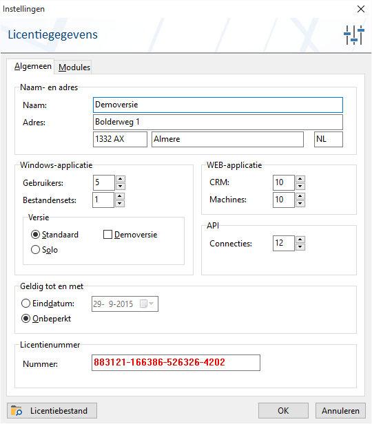 Voor de upgrade naar een nieuwe release heeft u het nieuwe licentienummer nodig dat is aangevraagd bij uw Order-Direct leverancier. Dit licentienummer heeft u genoteerd in hoofdstuk 2.