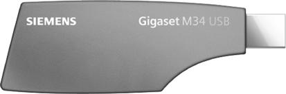 Accessoires Gigaset-spraak- en data-adapter M34 USB Met behulp van de Gigaset M34 USB brengt u een draadloze verbinding tot stand tussen de PC en de Gigaset.
