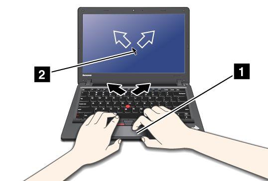 De touchpad gebruiken De Touchpad is een pad 1 onder de TrackPoint-knoppen onderaan het toetsenbord.
