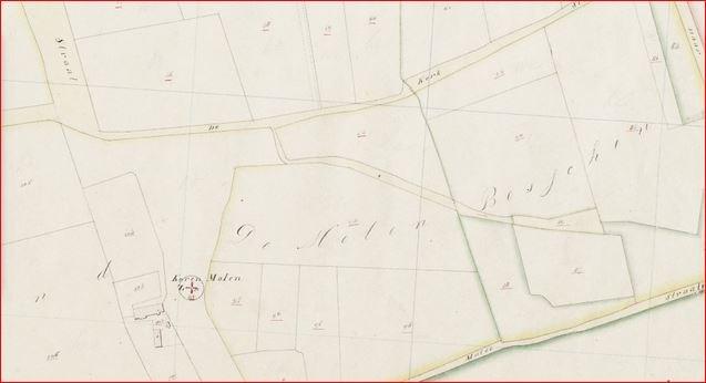 Afbeelding 5. Plangebied op de minuutplan uit de periode 1811-1832. 14 Ook op de velminuut uit de periode 1830-1850 is het plangebied nog onbebouwd en in gebruik als landbouwgrond.