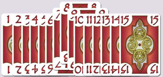 Le recto comporte 3 coussins avec chacun un emplacement pour une carte (à 2, 4 et 5 joueurs) et le verso, 2 coussins (à 3 joueurs). Les joyaux sont proposés sur ces coussins.