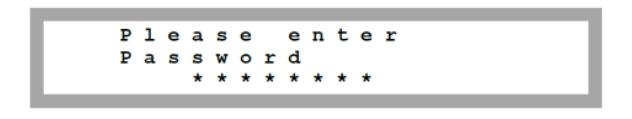 - Houdt de OK-knop 5 seconden ingedrukt. - Er wordt om een wachtwoord gevraagd, dit wachtwoord is 12312312. Hierbij staat de up voor 1, de down voor 2 en de OK voor 3. - U komt in een menu.