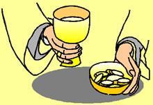 Pastorale mededelingen Voorbeden Brood en wijn/druivensap worden binnengebracht. De tafel wordt toebereid. Ondertussen wordt de avondmaalscollecte gehouden. Tafelgebed (v:) De Heer zal bij u zijn.