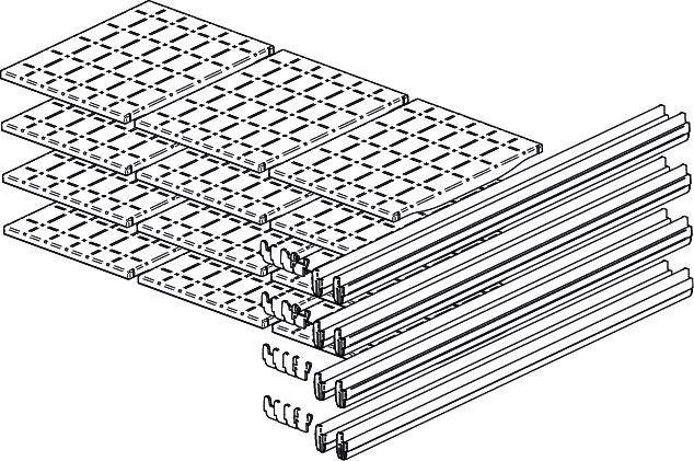 verschillende lengtes nodig. W-type schappen sets (00 mm diepte).