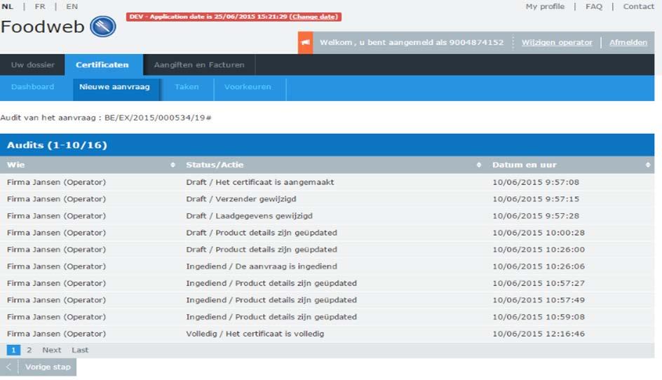 dashboard en klikt u op het icoontje om de gegevens van een certificaat te raadplegen. 2.